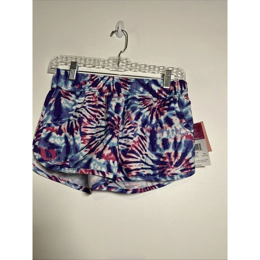 Kanu Surf Swimsuit Girls L(12/14) Blue Purple Board Shorts Camille Tie Dye Boho